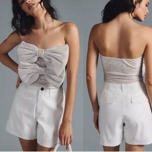 Anthropologie Sunday in Brooklyn Double-Bow Tube Top Silver Size: Large